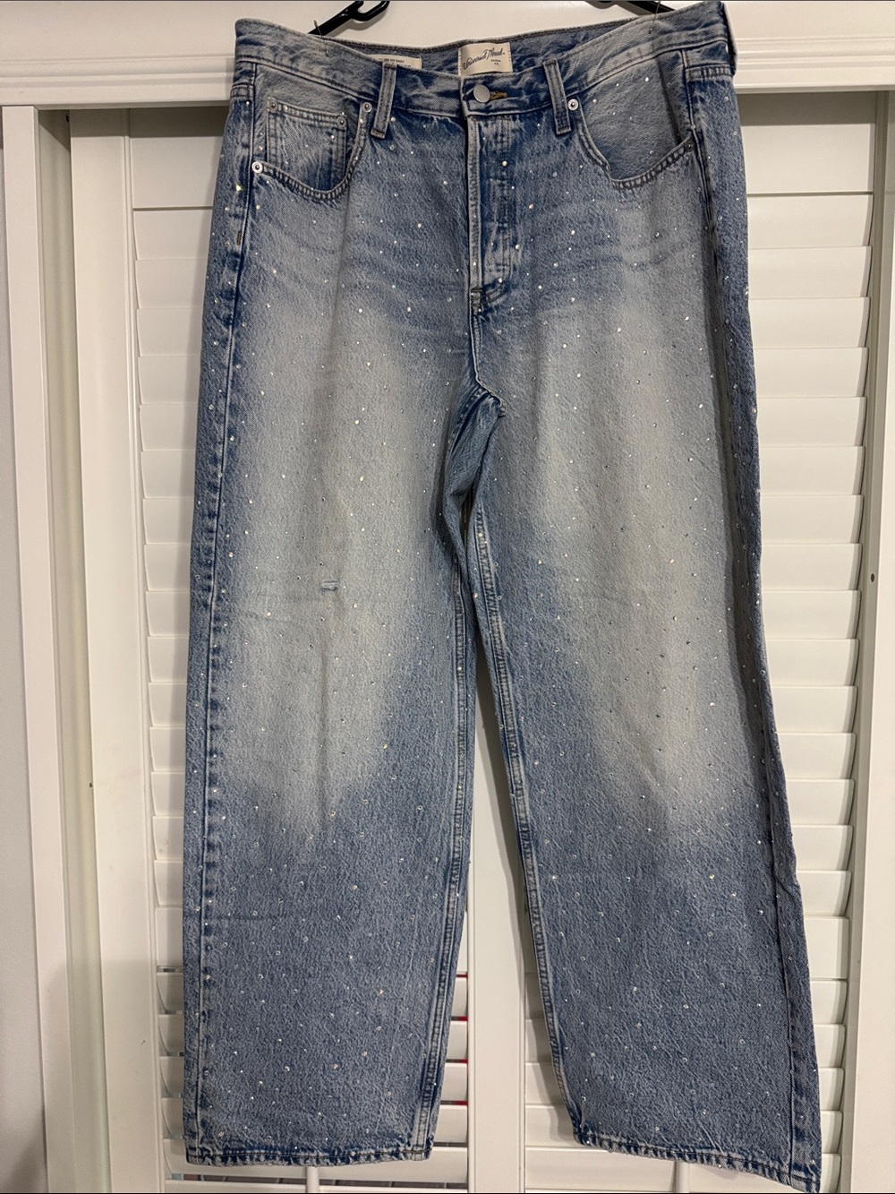 Women Light Blue Speckled Straight-Leg Jeans